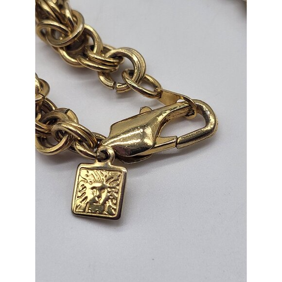 VTG Anne Klein Byzantine Spiral Weave Link Long Gold Tone Chain Necklace - Picture 6 of 8